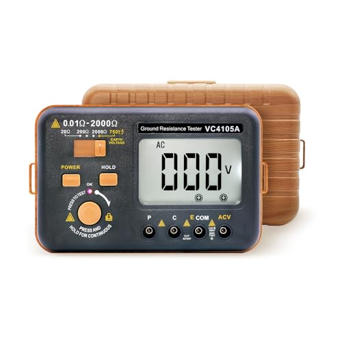 Image of VC4105A Earth Resistance Tester Digital Grounding Resistance Meter 20 /200 /2000Ω Ground Resistance 750V AC Voltage Measure Backlight LCD Display Data Hold