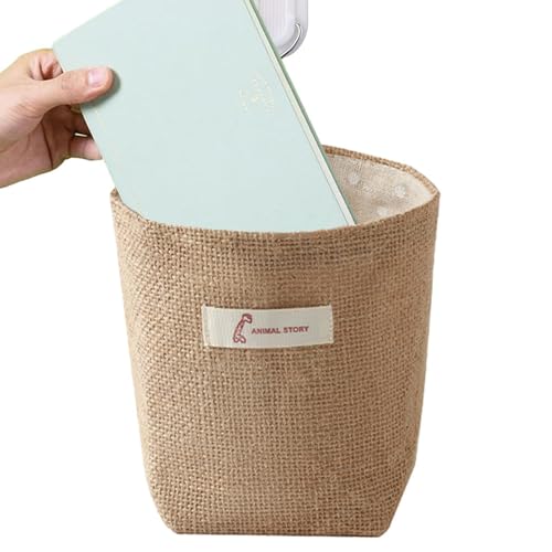 Cestas para colgar en la pared, cestas de pared colgantes para almacenamiento, bolsas de mimbre plegables para organizadores, caja decorativa pequeña de lino de algodón para el hogar