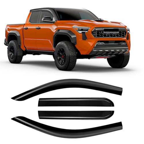 Rain Guards Compatible with Toyota Tacoma 2024-2026, Tape-on Durable Side Windows Wind Deflectors Rain Visor 2024 2025 2026 Tacoma out Channel Window Rain Guard Black 4 PCS by GEARMEISTER - Used condition - Image 2