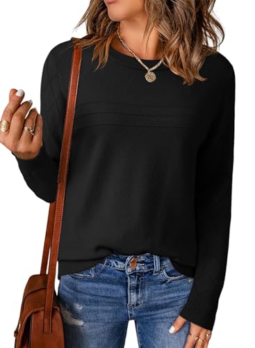 EVALESS Fall Sweaters for Women 2025 Fashion Long Sleeve Crewneck Knit Pullover Tops Teacher Outfits Winter Clothes