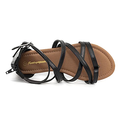Image of FUNKYMONKEY Girls Gladiator Strap Sandals Flat Thong Cross Strappy Sandals