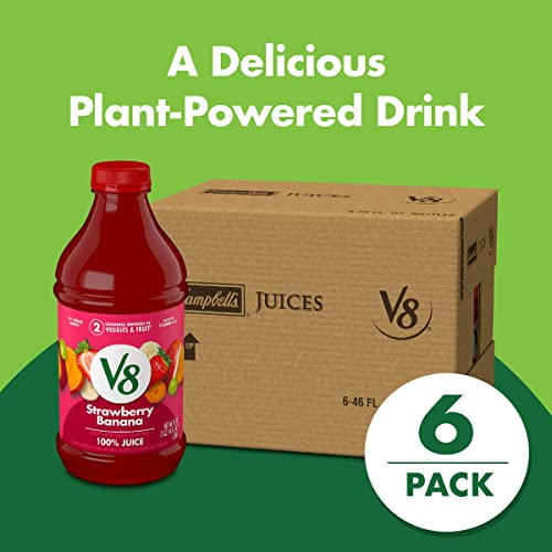 V8 Blends 100% Juice Strawberry Banana Juice, Fruit And Vegetable Juice Blend, 46 Fl Oz Bottle (Pack Of 6) #TOP1