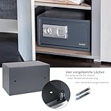 HMF Safe Tresor für Zuhause, Hotel oder Büro, Möbeltresor mit Zahlenschloss für DIN A5 Dokumente | 31 x 20 x 20 cm | Anthrazit