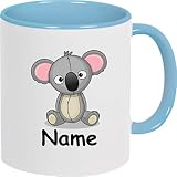 Material: Cerámica Shirtinstyle Taza Niños, Taza de Té, Taza, Koala con Nombre Deseado - Azul Claro