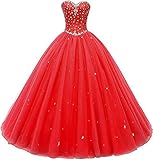 Likedpage Women's Sweetheart Ball Gown Tulle Quinceanera Dresses Prom Dress (US6, Red) … …