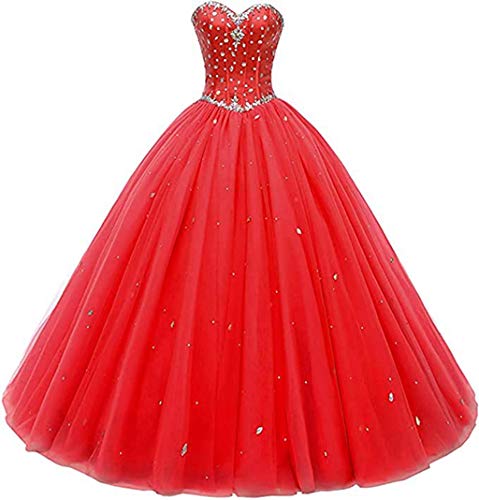 Image of Likedpage Women's Sweetheart Ball Gown Tulle Quinceanera Dresses Prom Dress