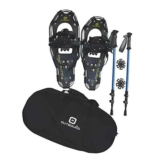 OUTBOUND Snowshoes Kit | Lightweight Aluminum Snowshoes with Adjustable Poles and Bag | Men and Women | 30 Inches