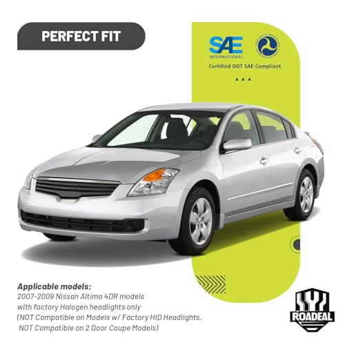 Image of Headlights for 2007-2009 Nissan Altima 4 Door Sedan | Halogen Headlamp Replacement with High Low Beam Bulbs, Chrome Housing, Driver & Passenger Side