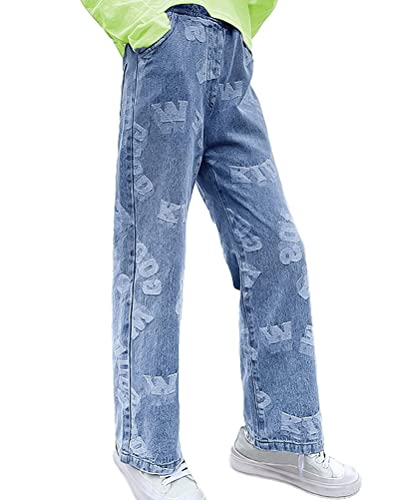 Onsoyours Fille Jean Déchiré Denim Pantalon Stretchy Elastique Bootcut Skinny Pants Legging Jean Élégant Trousers Casual 5-15 Ans Bleu Bleu Clair#3 11-12 Ans