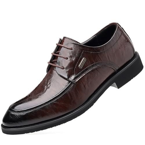 Men's Genuine Leather Oxford Dress Shoes Business Formal Lace-Up Wedding Shoes for Groom Comfortable Office Shoes for Men(7) - Main Image