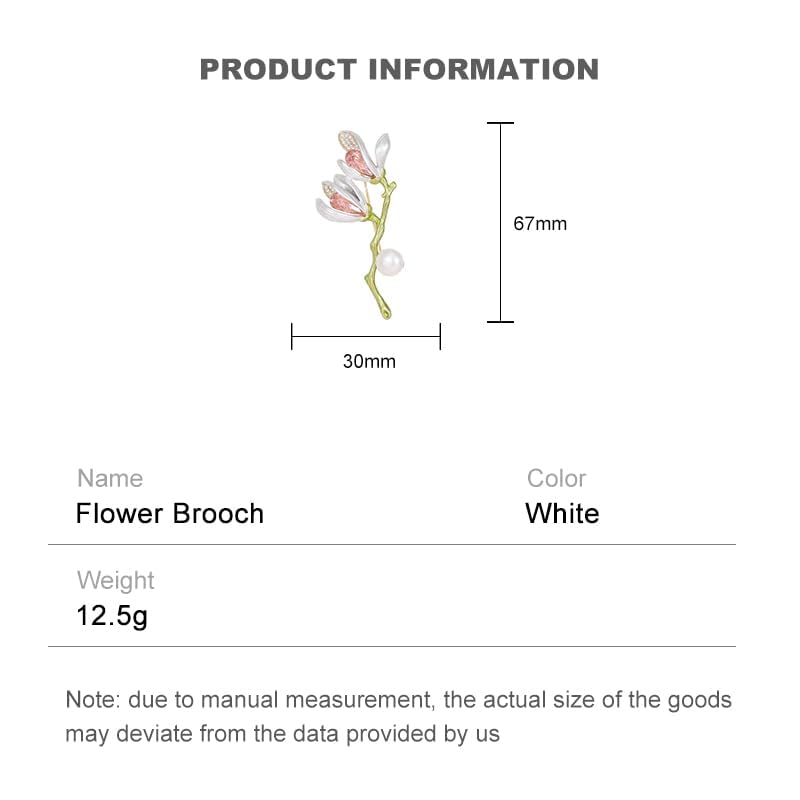 Image of 14K Gold Graceful Vintage Chinese Style Brooch Pin for Women, Freshwater Pearl Magnolia Flower Pink /White Pin, Ideal for Traditional Events, Women's Brooches & Pins