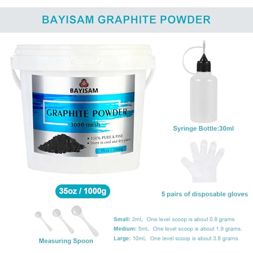 Image of 35oz /1000g Pure Graphite Powder,3000 Mesh Microfine Dry Graphite Powder Lubricant for Locks, Bearings,Reels,Sketches, Paintings