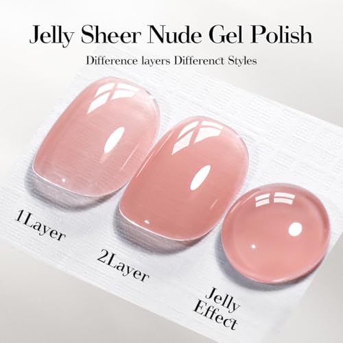 SHOYUM Jelly Nude Gel Nail Polish,15ml Sheer Neutral Translucent Soak Off Gel Polish, UV Light Cure for Nail Art DIY Rose Cameo X08 — view 2