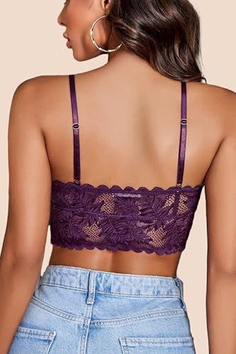 Image of Avidlove Bralettes for Women V Neck Lace Camisole Y2K Tank Top Strappy Cami Unpadded Bra Lingerie Crop Tops Outfits