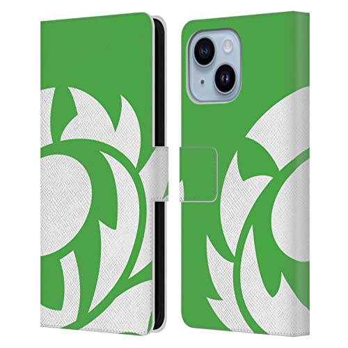 Étui Portefeuille iPhone 14 Plus Cuir Écosse Rugby Vert Écran