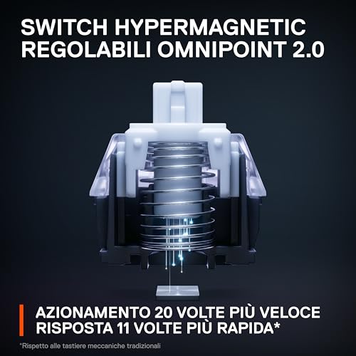 Apex Pro Mini Wireless HyperMagnetic Tastiera da gaming - La più veloce al mondo - Fattore di forma 60% - RGB - Copritasti in PBT - BT - 2.4GHz - USB-C - Layout QWERTY Inglese - Tastiera gaming - Immagine 4