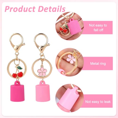 Image of MAYCREATE 4Pcs Keychain Cap, Lipbalm Holder And Sanitizer Bag Charm | Keeps Small Containers Easy to Find, Clips to Bags, Lobster Clasp, Decorative Pendant, Compact Daily Carry