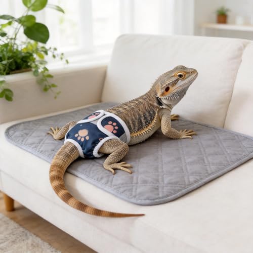 Couche lavable pour reptile absorbante et ajustable avec tapis réutilisable