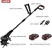 MZK 20V Cordless Tiller Cultivator with Steel Tines, 20 cm Wide Battery Powered Garden Cultivator, 360RPM Electric Tiller for Lawn/Gardening/Soil Cultivation (2 * 2AH Battery & Charger Included)