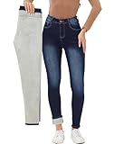 heipeiwa Women's Winter Jeans Fleece Lined Jeans Flannel Thermal Thick Skinny Denim Pants Stretch Warm Jeggings