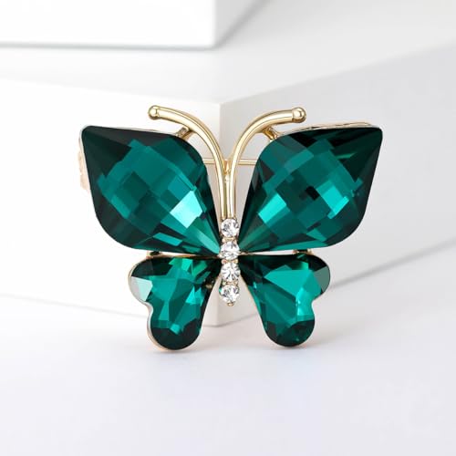 Image of Rhinestone Butterfly Brooch Pin for Women Clear Crystal Insect Colorful Birthstone Cartoon Brooches Lapel Pins Dress Accessories Elegant Christmas Theme Party Animal Jewelry