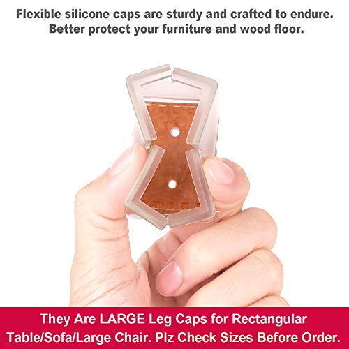 Chair Leg Floor Protectors Rectangular Fit Length 1-9/16" To 1-13/16" & Width 1" To 1-3/16" Large Chair Leg Caps Silicone Table Chair Feet Protectors With Felt Pads (16Pack ) #TOP3
