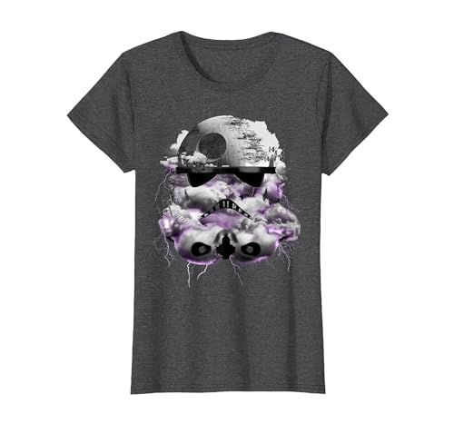 Star Wars Thunder Storm Death Star Stormtrooper Head T-Shirt, Women, Dark Heather Grey, XX-Large