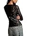Lucky Brand Women's Sequin Long Sleeve Layering Top, Black, Small