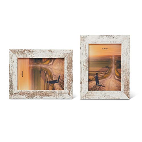 Vadcad Picture Frames 5X7 (6-Pack) - White Rustic Distressed Farmhouse Wooden Frame - Photo Frame With Acrylic Front Ready To Hang Or Stand #TOP2