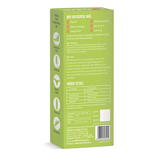 Sirona Sanitary Disposable Bags - Portable Small Trash 90 Bags for Discreet Disposal of Tampons, Condoms, Diaper, Sanitary Pads, Panty Liner and Personal Hygiene Waste - Thumbnail 2