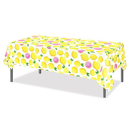 Na 2 Pcs Lemon Plastic Tablecloth, Summer Table Cover Disposable Rectangle Yellow Waterproof Table Cloth For Summer Party Summer Fruit Party Picnic Decor, 54 X 87 Inch #TOP1