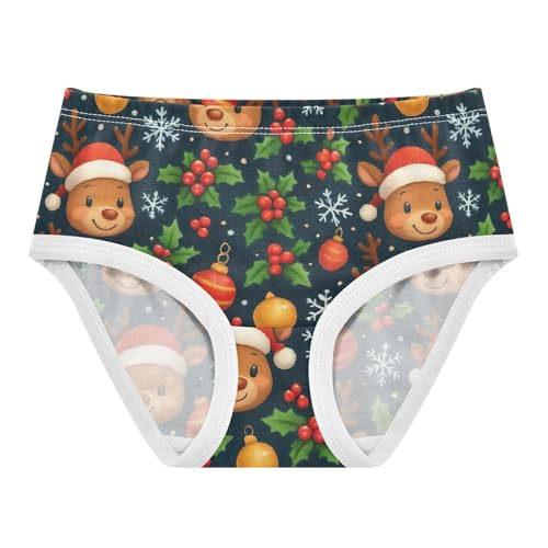 Joisal Cotton Girls Underwear Toddlers Cute Reindeer Santa Hats Blue Panties for Girl Fun Undies Kids Briefs 2t