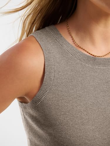 ANRABESS Womens Wool Blend Tank Tops Sweaters Sleeveless Soft Fitted Business Casual Sweater Shirts 2026 Summer Clothes Light Camel Medium