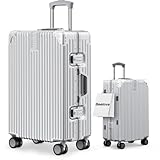 [Seelove] スーツケース キャリーケース 機内持ち込み ABS+PC 耐衝撃 大容量 超軽量 キャリーバッグ S/M/Lサイズ 360度回転 静⾳ ⼤型 luggage suitcase キャスター TSAロック 出張 旅⾏（Mサイズ 5~7泊/60L 66*43*25cm シルバー）