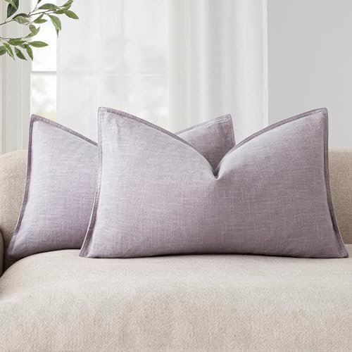 Foindtower Pack of 2, Decorative Linen Solid Throw Pillow Covers ...