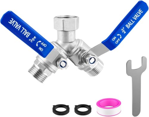 304 Stainless Steel Garden Hose Splitter 2 Way Heavy Duty Garden Hose Y Splitter, 3/4" GHT Water Hose Splitter 2 Way, Full Flow Garden Hose Splitter Adapter With Wrench