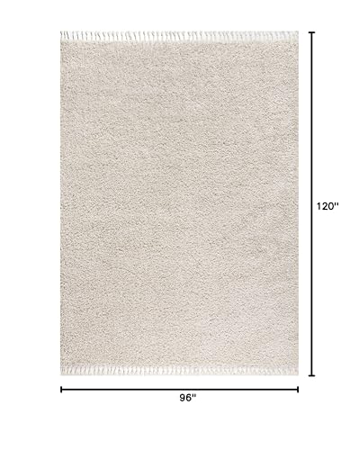 Tapete Shag Plush con Flecos 7'9" x 10' Beige miniatura 2