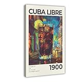 Cuba Libre Cocktail-Poster, Druck, Vintage, Cocktailbar, 