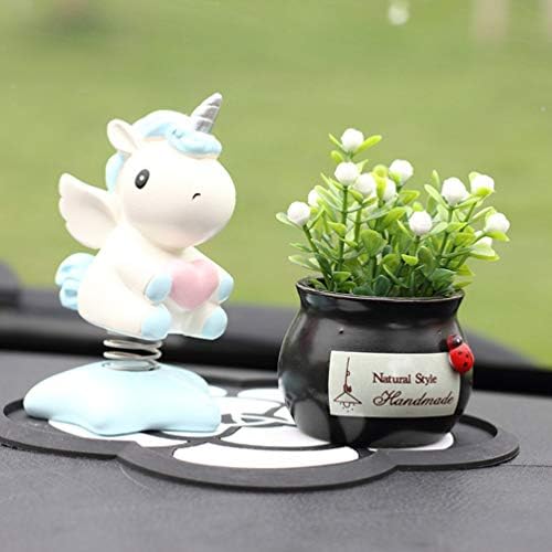 PRETYZOOM Unicorn Dancing Toy Ornament Cartoon Cute Shaking Head Animated Dancer Car Dashboard Interior Decor for Home Car Office Sky Blue