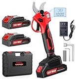 SOARFLY Akku Astschere, Akku Gartenschere mit 2x2000mAh Batterien, 35mm Maximaler Schnittdurchmesser, Brushless Motor mit LCD Display und Energiesparfunktion für Garten und Obstbäume (Rot)