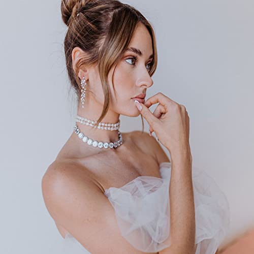 Cubic Zirconia Bridal Wedding Earrings for Brides Crystal Wedding Dangle Earrings Rhinestone Crystal Drop Earrings Silver Prom Earrings for Women Jewelry Gifts2