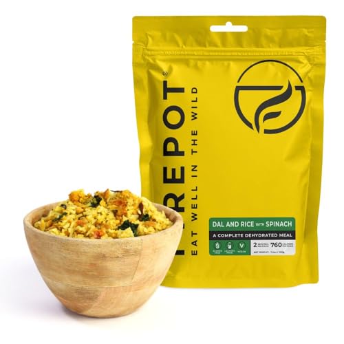 FIREPOT Dal and Rice with Spinach - Healthy Plant Based Dehydrated Camping & Backpacking Meals (2 Servings)