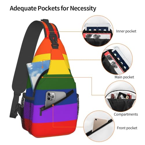 Rainbow Flag Gay Pride LGBTQ Sling Backpack Unisex Crossbody Chest Bag Shoulder Chest Bag For Women Men Hiking Travel4
