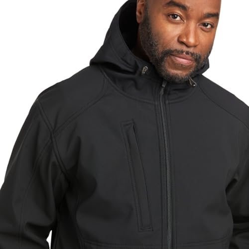 ARIAT Rebar Stretch Canvas Softshell Hooded Logo Jacket, Black/Lime, X-Large Tall3