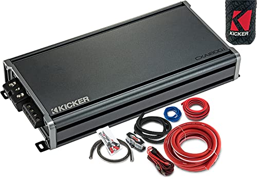 KICKER Amplifier and Amp Kit Package of 2 Items - CX Series 1800W RMS Class D Monoblock Amplifier and Complete 0AWG Wiring Kit