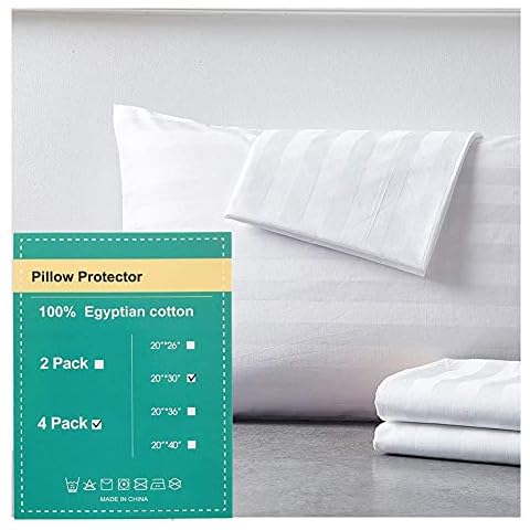 Shunjie.Home 4 Pack 100% Cotton Allergy Control Pillowcase Protectors 400 Thread Count Zippered Style Pillowcases Cover Hypoallergenic Dust & Bed Bug Resistant White - (Standard) Cover