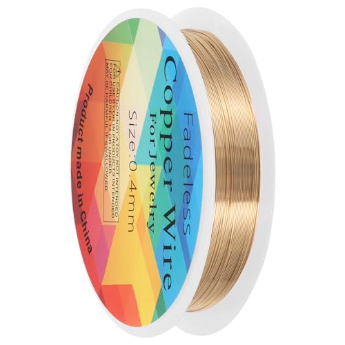 sourcing map 0.4mm/26 Gauge Copper Wire for Jewelry Making, 1 Roll Craft Tarnish Resistant Beading Wire for Jewelry Making Supplies DIY (Bright Gold)