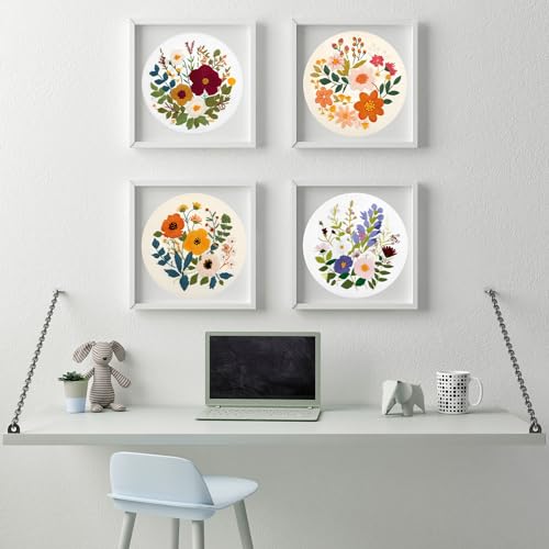 Image of Bonroy Embroidery Kit for Beginners with Instructions,Cross Stitch Kits for Adults with Pattern,Needlepoint Kits for Adult Include Embroidery Cloth Hoops Needles Threads (flowers2)