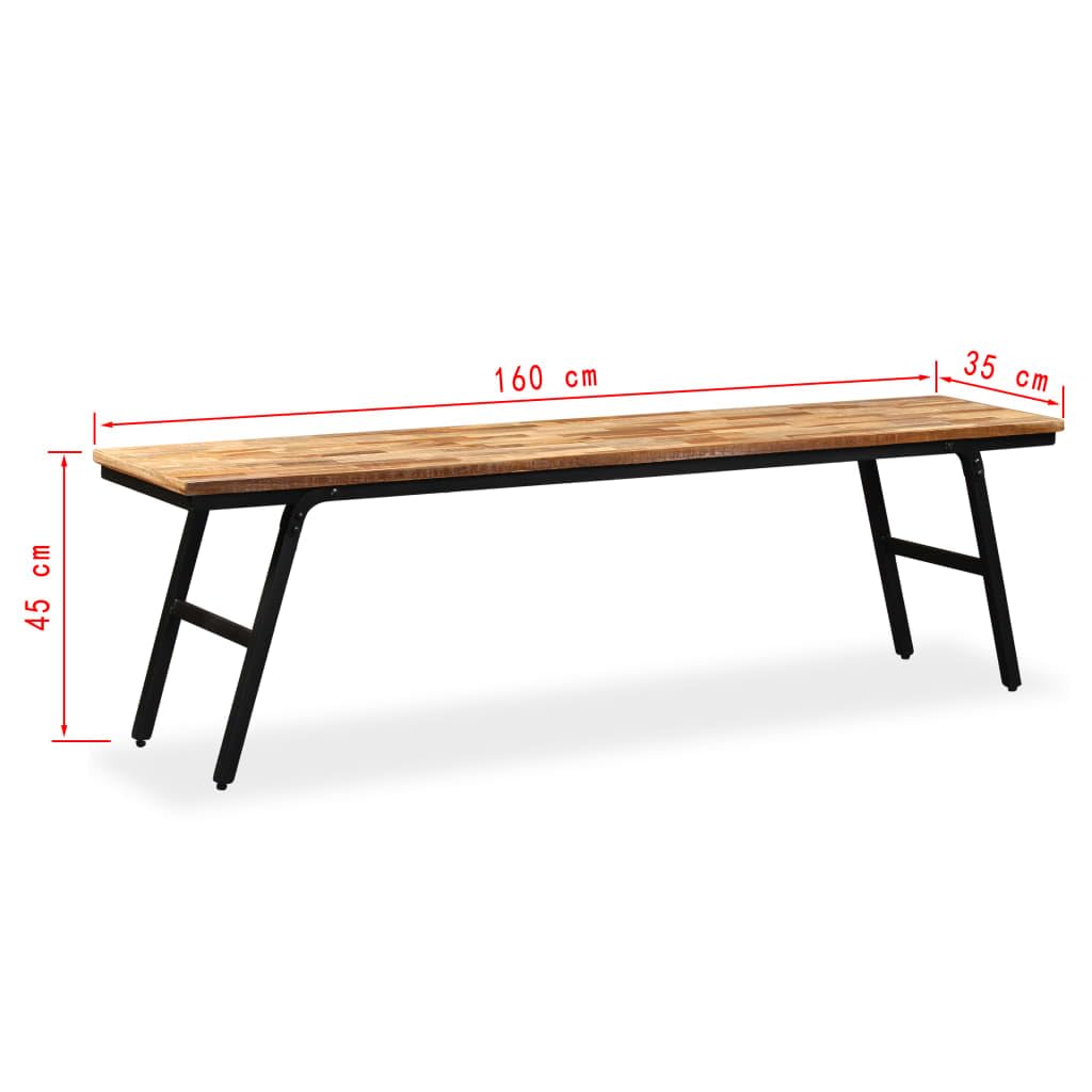 vidaXL Sitzbank Recyceltes Teak Stahl 160x35x45cm Flurbank Holzbank Küchenbank