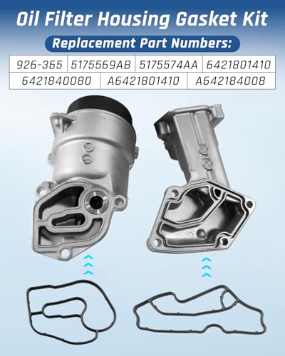 Image of 2 Pcs 926-365 Oil Filter Housing Gasket Kit Compatible with Dodge /Mercedes-Benz /Freightliner Models Replace 6421801410 6421840080